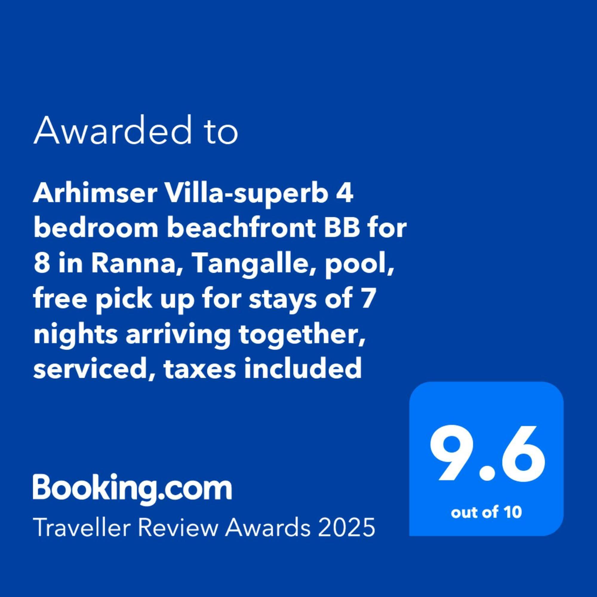 Arhimser Villa-Superb 4 Bedroom Beachfront For 8 In Ranna, Tangalle, Bb, Pool, Free Pick Up For 7 Night Stays Arriving Together, Serviced, Taxes Included Exteriör bild